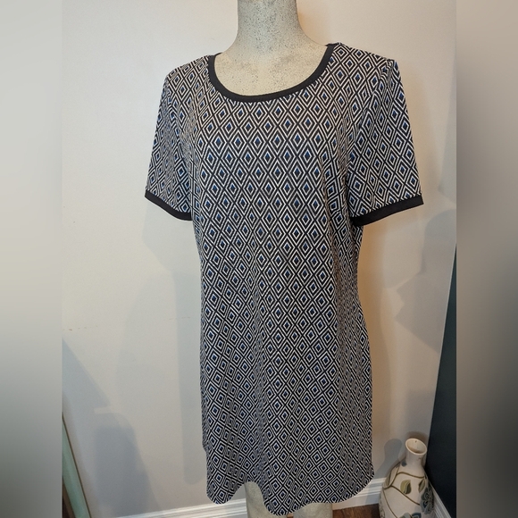 Long Tall Sally Shift Dress Short Sleeve Diamond Jacquard US 14 - Picture 8 of 17